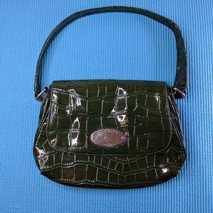 Liz Clairborne Shoulder bag purse - Dark Green Faux Leather Crocodile Skin style